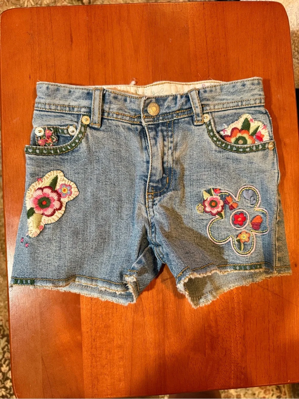 Children’s Place Denim Floral Appliqué Shorts - Blue Denim